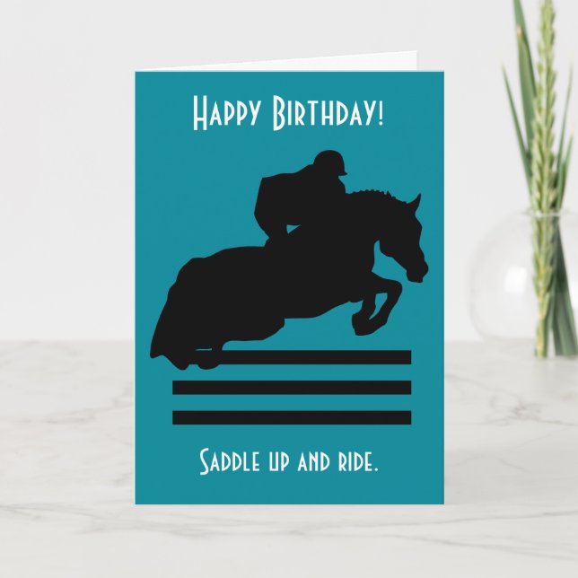 Reitshow Hunter Jumper Silhouette Geburtstag Karte (Vorderseite)