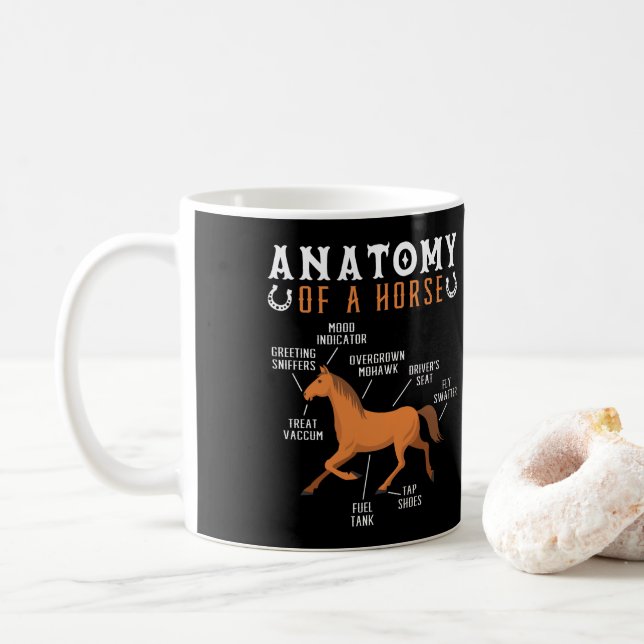 Reitsport Anatomie eines Pferdes Kaffeetasse (Mit Donut)