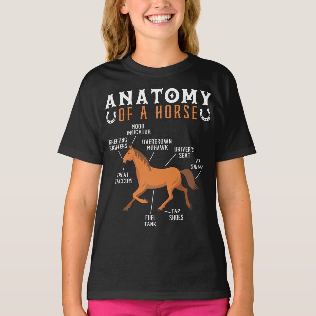 Reitsport Anatomie eines Pferdes T-Shirt (Vorderseite)