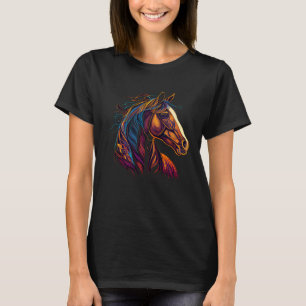 Reitsport Kunst Farbige Malerei Pferdeliebhaber Co T-Shirt