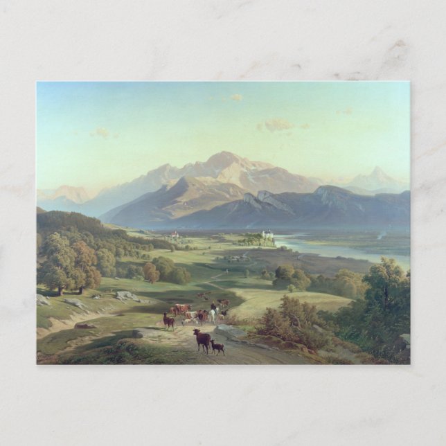 Reitsport mit seinem Rind in einem Berg Postkarte (Vorderseite)