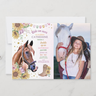 Reitsport Party Pony Sonnenblume Girl'o Einladung