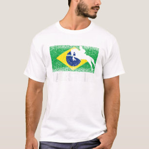 Reitsport Retro Brasilien Flagge Brasilianisches P T-Shirt