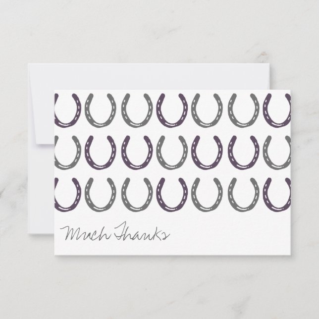 Reitsport Themed Pferdeschuhe Vielen Dank Dankeskarte (Vorderseite)