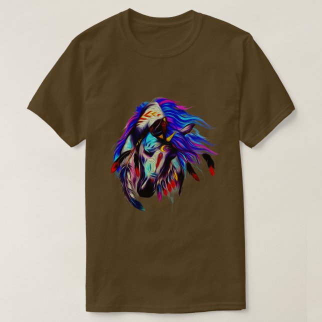 Reitstall Abstrakt Art Native American Fan T-Shirt (Design vorne)
