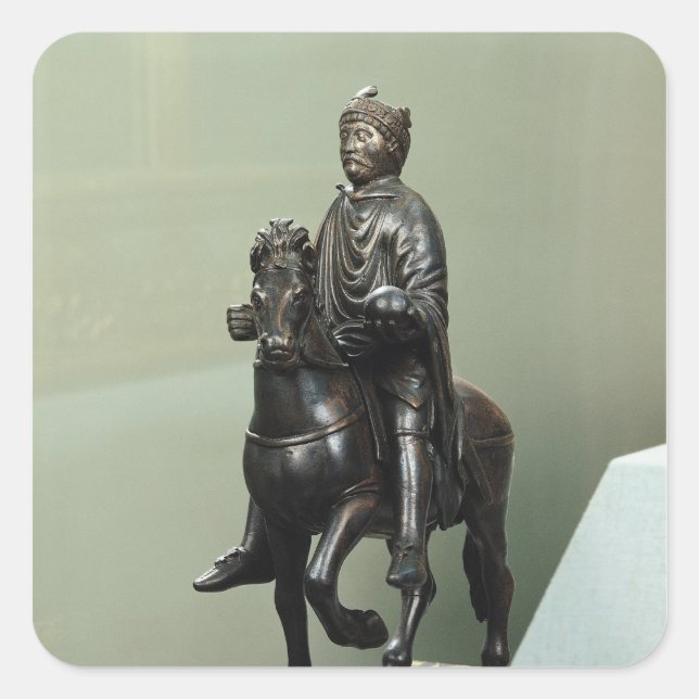 Reitstatue Charlemagne Quadratischer Aufkleber (Vorderseite)