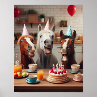Reitstour Kunst, Pferderäuberparty, Funny Horse Poster