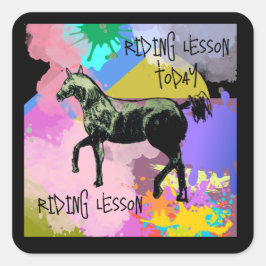 Reitstunde heute quadratischer aufkleber