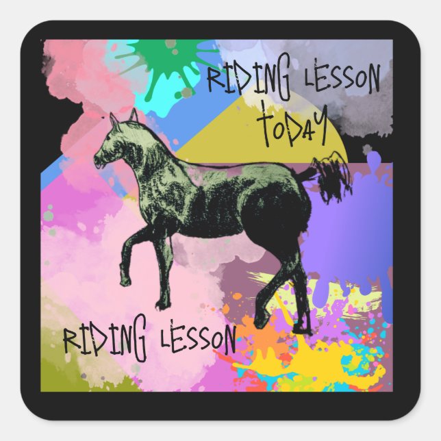 Reitstunde heute quadratischer aufkleber (Vorderseite)