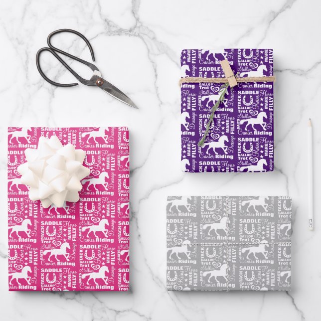 Reittheater Niedlich Girly Geschenkpapier Set (Vorderseite)