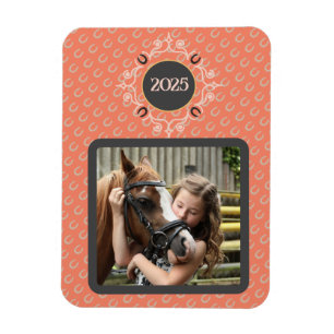 Reittier Custom Text Lucky Horse Shoe Foto Magnet