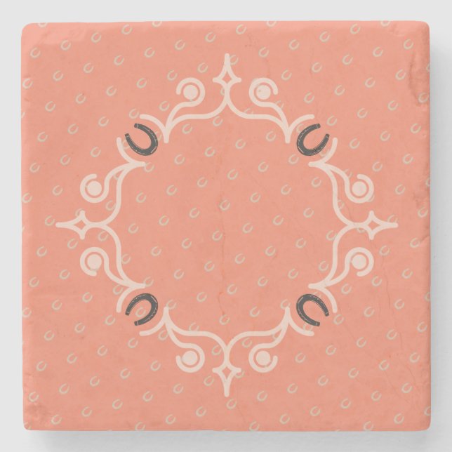 Reittier Lucky Horseshoe Pattern Steinuntersetzer (Vorderseite)
