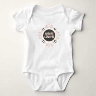 Reittier Mongram Lucky Horseshoe Pattern Baby Strampler