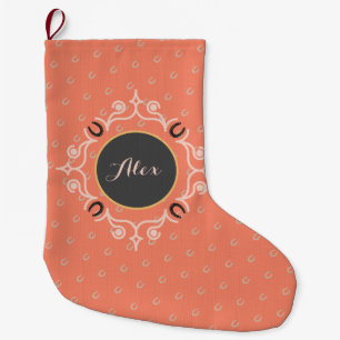 Reittier Mongram Lucky Horseshoe Pattern Großer Weihnachtsstrumpf