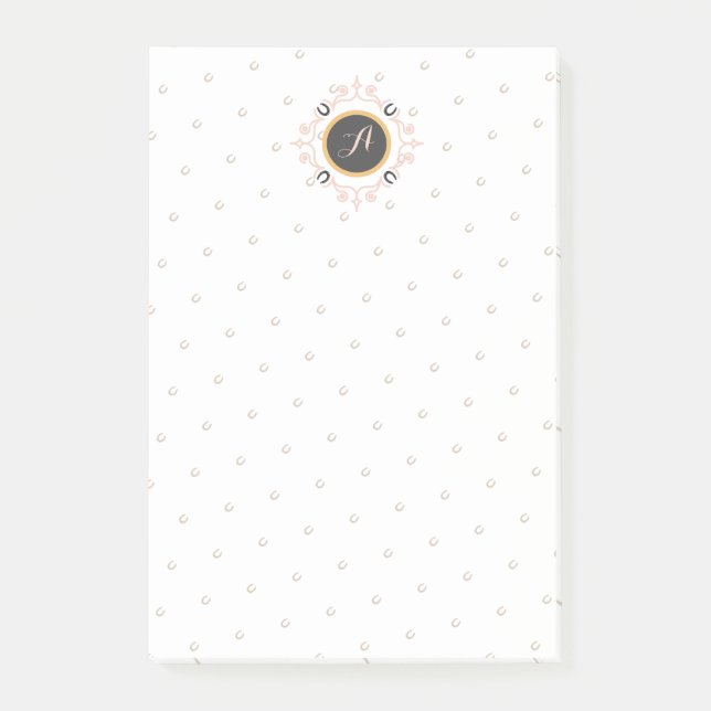 Reittier Mongram Lucky Horseshoe Pattern Post-it Klebezettel (Vorderseite)