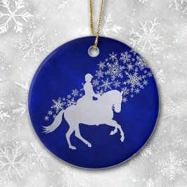 Reittier Silver Snowflake auf Royal Blue Keramik Ornament