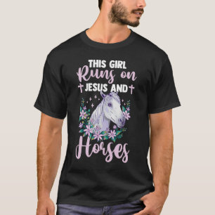 Reittiere Christlich dieses Mädchen rennt auf Pfer T-Shirt