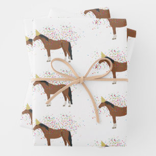 Reittiere mit Party Geschenkpapier Set