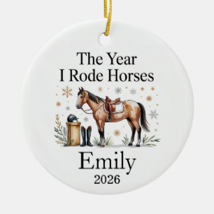 Reitunterricht Weihnachtsbaumanhänger 2026 Mädchen Keramik Ornament