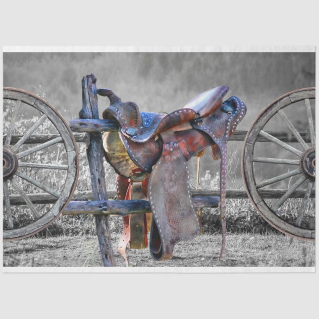 Reitwagen-Rad für den Western der Reitzaun  Seidenpapier (Vorderseite)