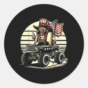 Reitwagen von Hotdog am 4. Juli US-Flagge C Runder Aufkleber