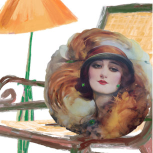 Reiz der grünen Augen Vintage-Frau Rundes Kissen