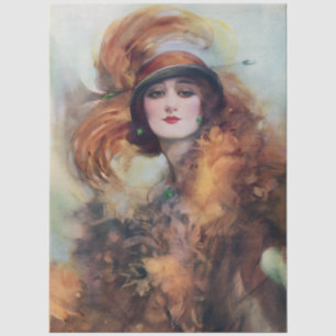 Reiz der grünen Augen Vintage-Frau Seidenpapier
