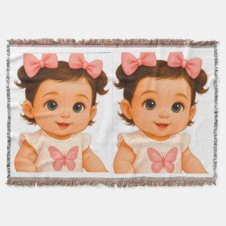 reizend Baby Mädchen mit rosa Schleifen Decke