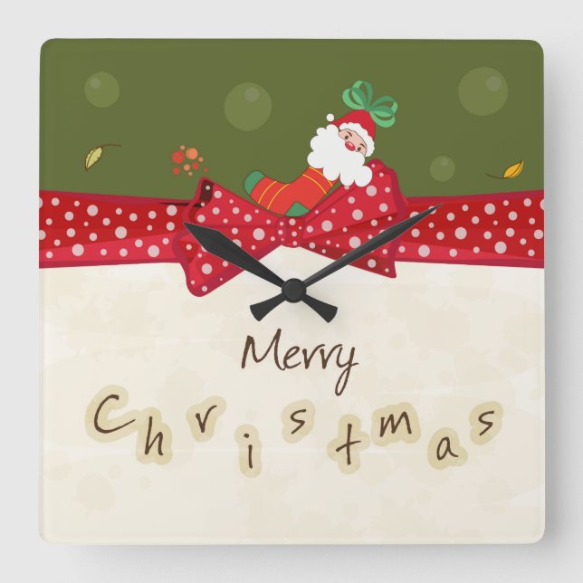 Reizend Christmas Wall Clock Quadratische Wanduhr (Vorderseite)