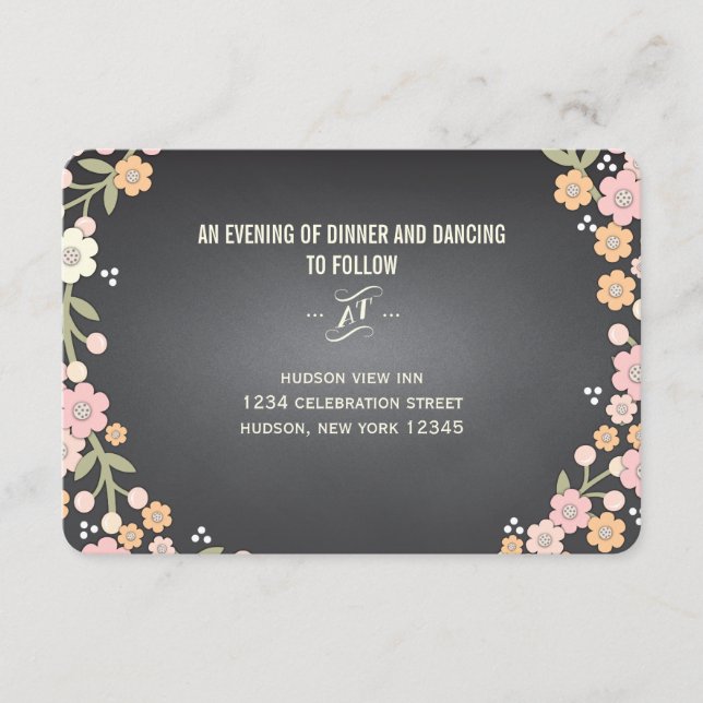 Reizend Gartenblumenwreath-Hochzeits-Empfang Begleitkarte (Vorderseite)