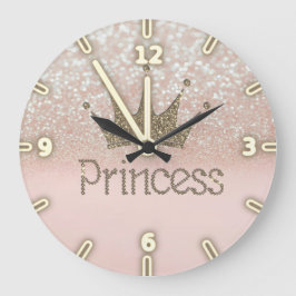 Reizend Tiara, Prinzessin, Glittery Bokeh Große Wanduhr
