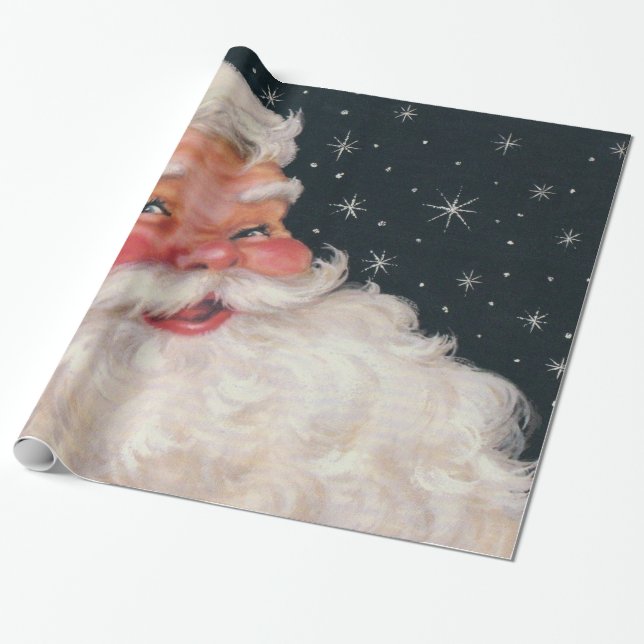 Reizend Vintager Weihnachtsmann Geschenkpapier (Ungerollt)