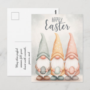 Reizende bemalte Cartoon-Gnome feiern Ostern Postkarte