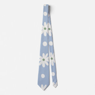 Reizende blaue Daisy und Polka-Tupfen Krawatte