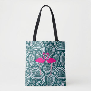 Reizende Blaugrüne Weiße Paisley-Rosa Flamingos