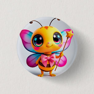 Reizende Cartoon-Bienen-Fee Charakter Button