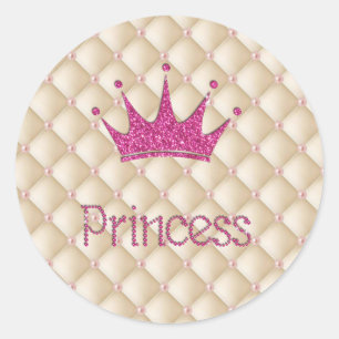 Reizende Chic Perlen, Tiara, Prinzessin, Glitzernd Runder Aufkleber