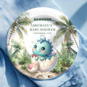 Reizende Dino-Baby-Party bald schlüpfende Teller