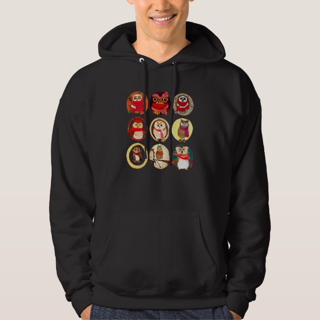 Reizende Eulen mit Schals Eule  1 Hoodie (Vorderseite)