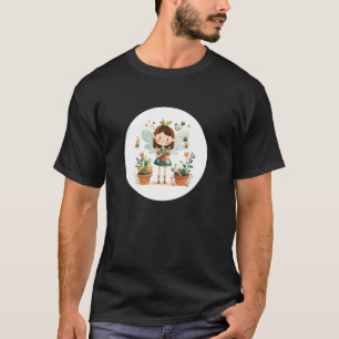 Reizende Feengärtnerin für eine schöne Blüte mit T-Shirt