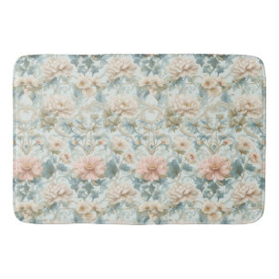 Reizende florale Pastell-Blau-Rosa-Botanikkunst Badematte