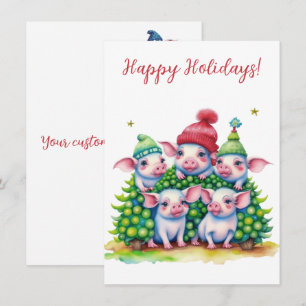 Reizende Frohe Weihnachten Schweine Wasserfarben K