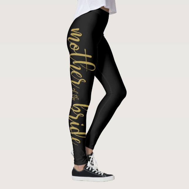 Reizende Gebürstete Schrift Glitter Brautmutter Leggings (Rechts)