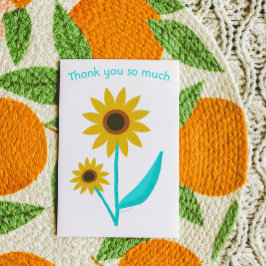Reizende handgezeichnete digitale süße Sonnenblume Dankeskarte