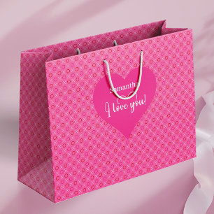 Reizende Herzstruktur - Ich liebe dich - Individue Große Geschenktüte