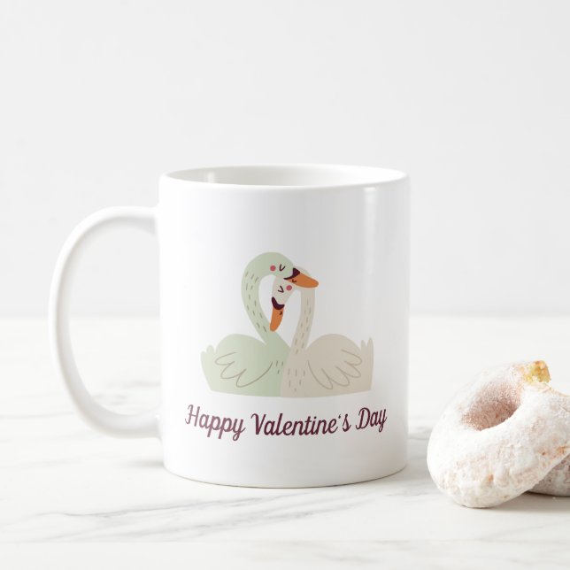 Reizende Kaffee-Tasse Schwan-Paarevalentine-| Kaffeetasse (Mit Donut)