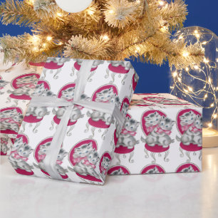 Reizende Kätzchen Rosa Schleife Toilettensitz Geschenkpapier