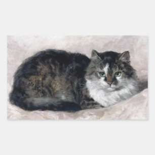 Reizende Katze Vintage-Kunst Henriette Ronner Knip Rechteckiger Aufkleber