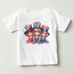REIZENDE KLEINE MÄDCHEN IN ROT WEISS BLAU GEKLEIDE BABY T-SHIRT