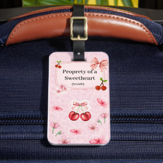 Reizende Kokette Rosa Kirschblüten Personalisiert Gepäckanhänger